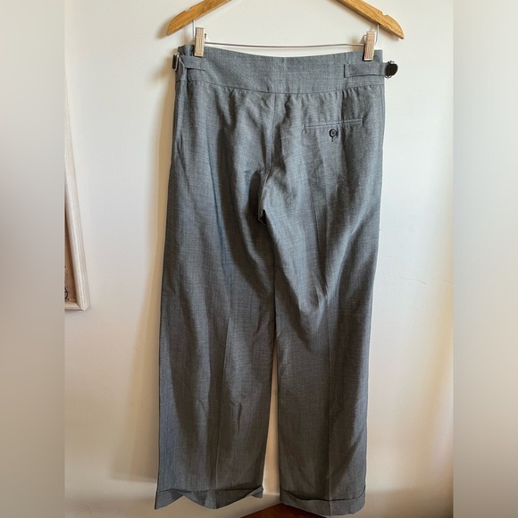 Pringle of Scotland Lightweight Gray Wide-leg Folded Hem Dress Pants size 8 Wool - Picture 9 of 14